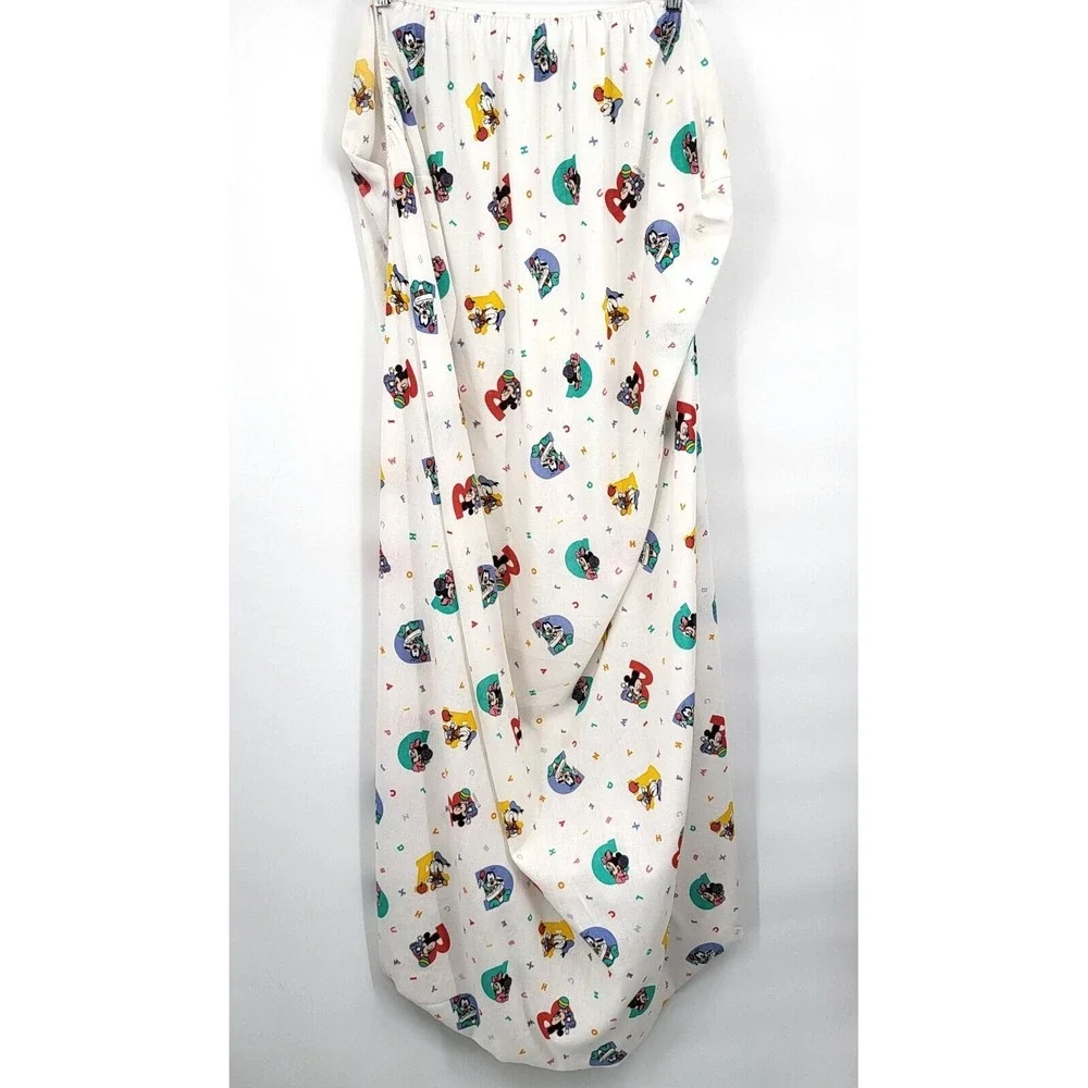 Vintage NWOT Disney Babies Mickey Fitted Crib Sheet White Bright Color Character
